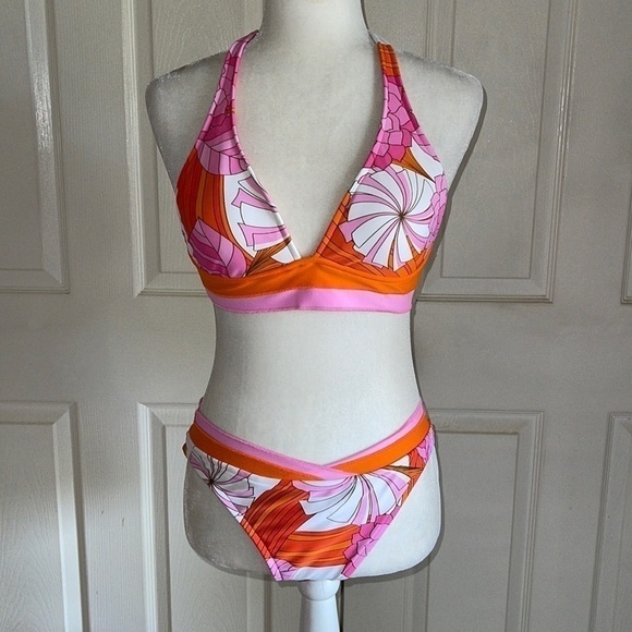 Mossimo Supply Co. Other - Mossimo Pink, White And Orange Floral Print 2 Piece Bikini Swimsuit